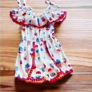 Girls Red Wht Blue Popsicle Romper Shorts 4th July Memorial Day 3XL( 8/9 Yrs)New